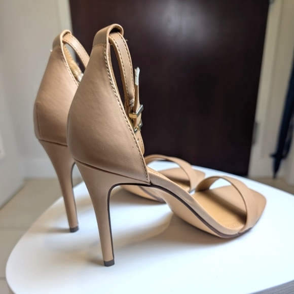 Nude Square Toe Ankle Strap Heels 9 - Picture 4 of 8